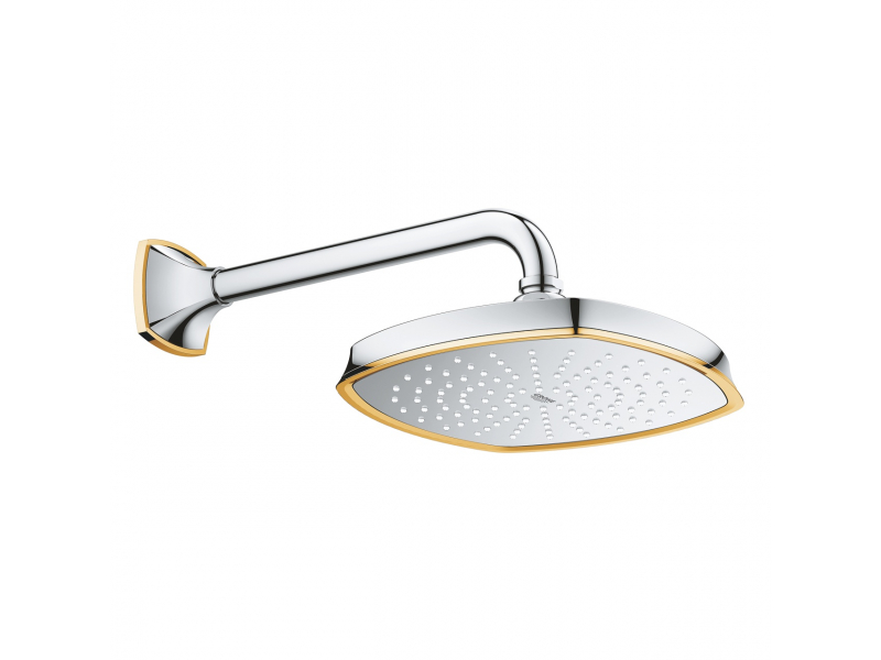 Купить Верхний душ Grohe Rainshower Grandera 27974IG0, 22,1х22,1 см, 1 режим струи, без держателя, хром/золото