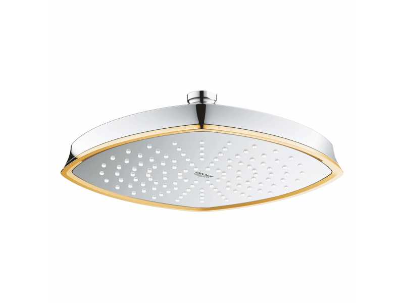 Купить Верхний душ Grohe Rainshower Grandera 27974IG0, 22,1х22,1 см, 1 режим струи, без держателя, хром/золото