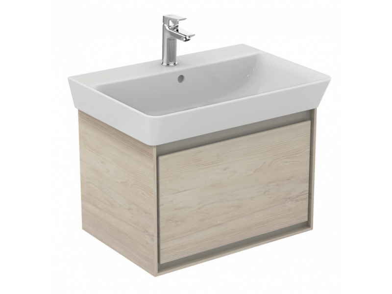 Купить Тумба под раковину Ideal Standard Connect Air Cube 65 см, подвесная, светло-коричневое дерево, светло-коричневый матовый, E0847UK