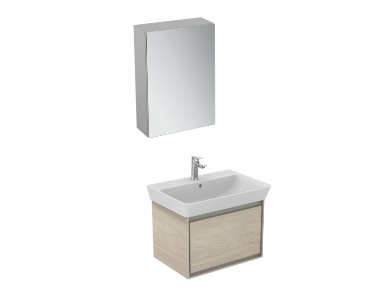 Купить Тумба под раковину Ideal Standard Connect Air Cube 65 см, подвесная, светло-коричневое дерево, светло-коричневый матовый, E0847UK