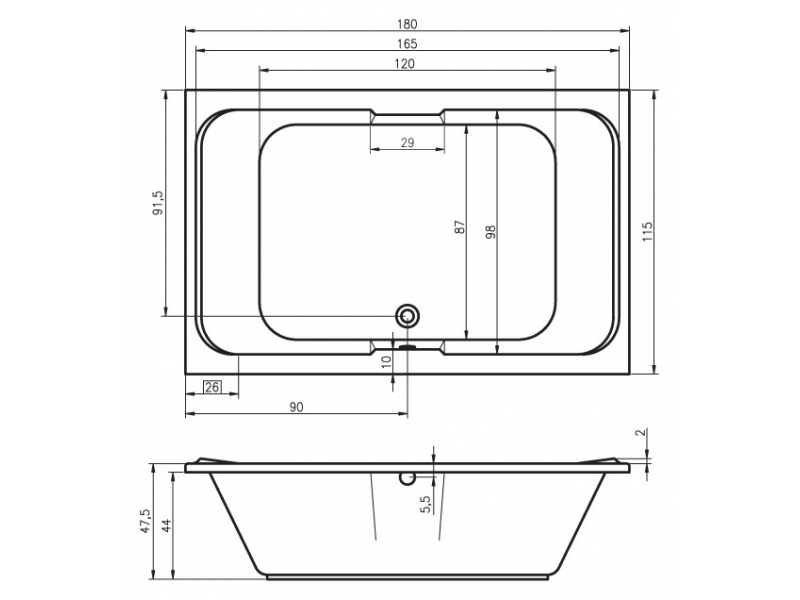 Купить Ванна гидромассажная Riho Thermae Line Laura 180 х 115 см