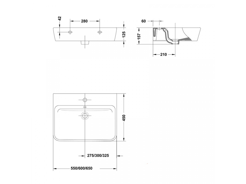 Купить Раковина Gala Emma Square 27020, 65x 45 см