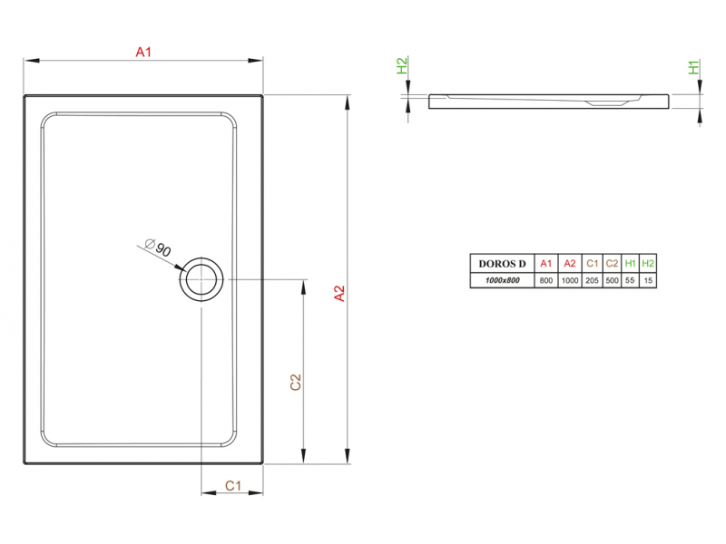 Купить Поддон для душа Radaway Doros D, 80 x 100 см, прямоугольный, SDRD1080-01
