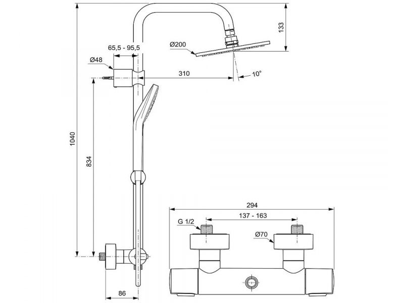 Купить Душевая система Ideal Standard Idealrain Soft Evo A6983AA