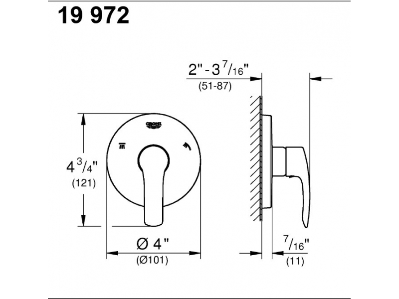 Купить Переключатель потоков Grohe Eurosmart 19972002 для ванны и душа, хром