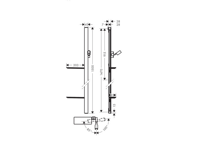 Купить Штанга для душа Hansgrohe Unica 150 см, 27645600, черный/хром