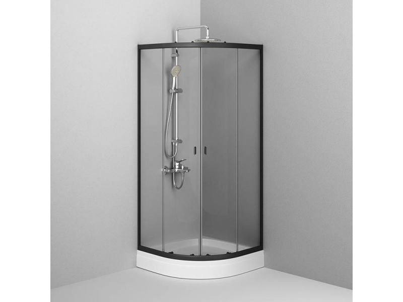 Купить Душевой уголок Am.Pm X-Joy Twin Slide W88G-205-080BT, 80 x 80 см, профиль черный матовый, стекло прозрачное, без поддона