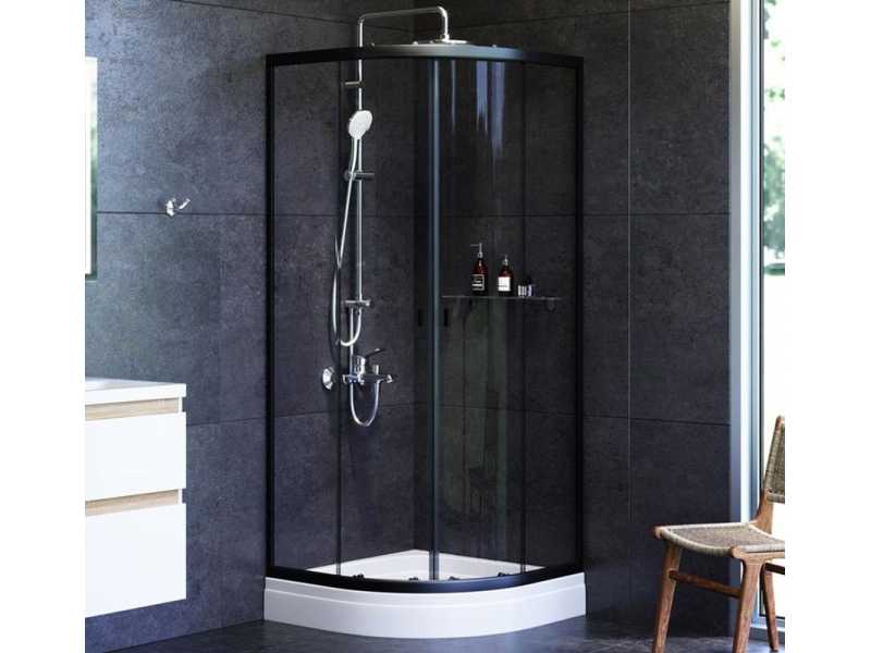 Купить Душевой уголок Am.Pm X-Joy Twin Slide W88G-205-080BT, 80 x 80 см, профиль черный матовый, стекло прозрачное, без поддона