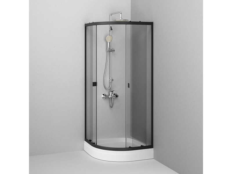 Купить Душевой уголок Am.Pm X-Joy Twin Slide W88G-205-080BT, 80 x 80 см, профиль черный матовый, стекло прозрачное, без поддона