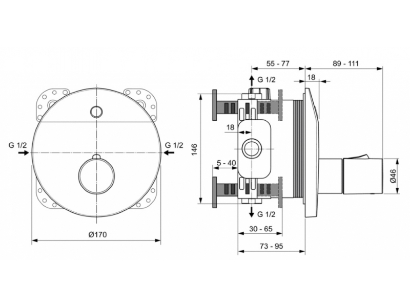 Купить Смеситель Ideal Standard Ceraplus термостатический для душа, хром, A6155AA