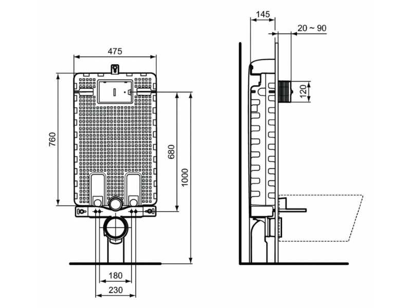Купить Бачок смывной скрытого монтажа Ideal Standard Prosys 120 M для подвесного унитаза, R009767