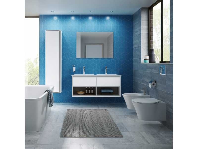 Купить Тумба под раковину Ideal Standard Connect Air 130 см, подвесная, белый глянцевый, светло-серый матовый, E0831KN