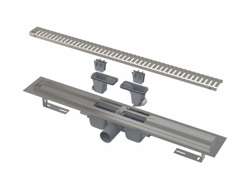 Купить Водоотводящий желоб AlcaPlast APZ1SMART-LINE-550 с порогами для перфорированной решетки