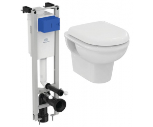 Инсталляция Ideal Standard Prosys Eco Frame M E233267 с унитазом Ideal Standard Exacto Rimless безободковый c сиденьем микролифт UV09001, комплект, X022601