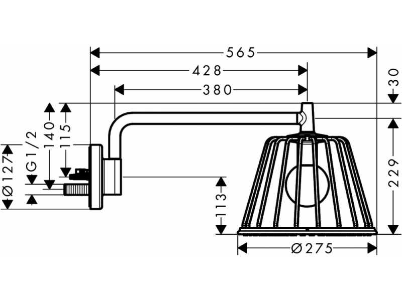 Купить Верхний душ Axor LampShower/Nendo 26031000, 27,5x27,5 см, 1 режим струи, с держателем