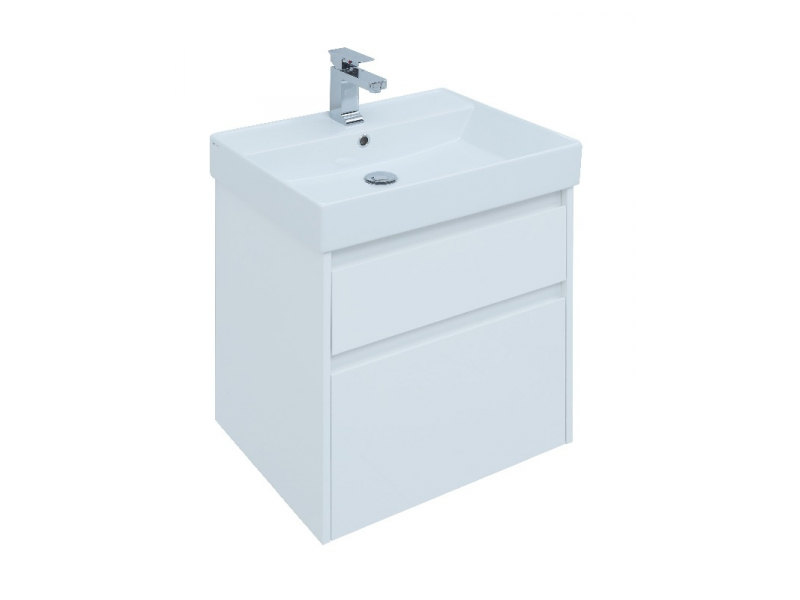 Купить Тумба под раковину Aquanet Nova Lite 60, 2 ящика, белый глянец (242575)