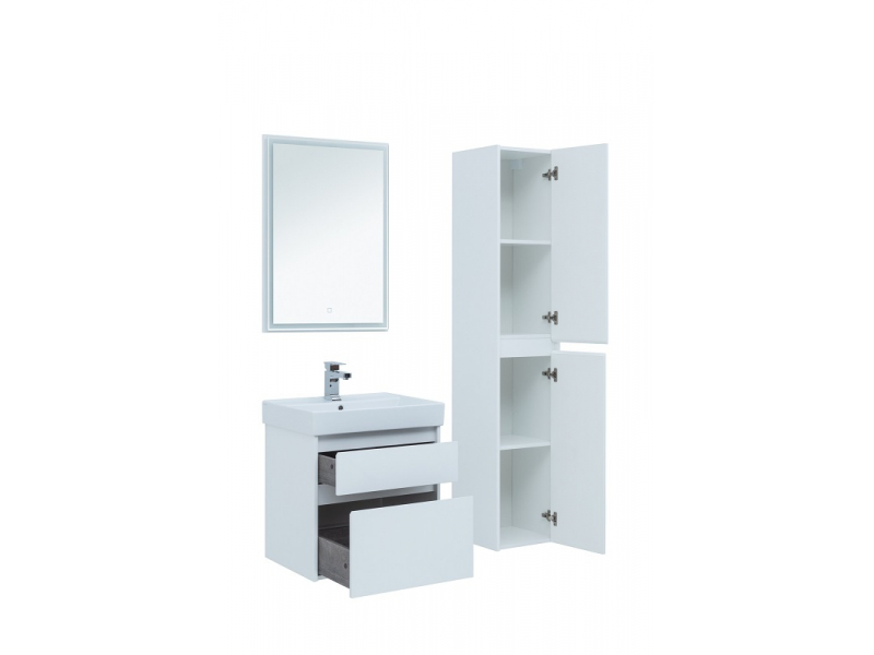 Купить Тумба под раковину Aquanet Nova Lite 60, 2 ящика, белый глянец (242575)