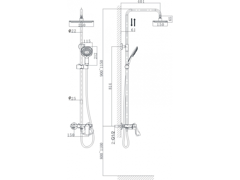 Купить Душевая система D&K Venice Baciano DA1033701B14, хром