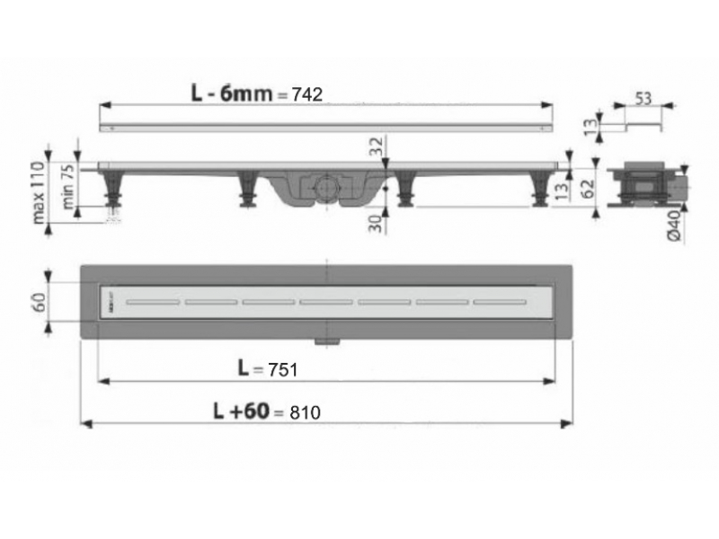 Купить Душевой лоток AlcaPlast APZ18-750M Simple