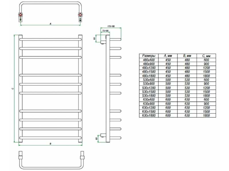 Купить Полотенцесушитель электрический Grota EcoForte 48 x 60 см, ширина 48 см, высота 60 см, полированный