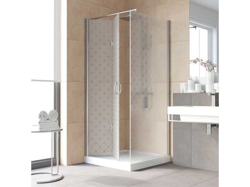 Купить Душевой уголок Vegas Glass GPS-Fis Lux, 80 x 80 x 199.5 см, профиль глянцевый хром, стекло флёр-де-лис