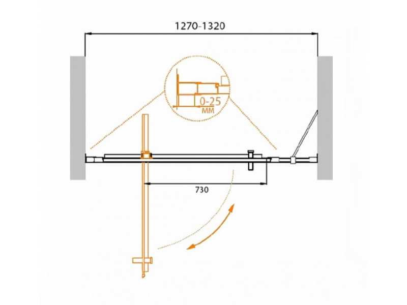 Купить Душевая дверь Cezares Molveno-BA-11-100+30-C-Cr-IV, 130 x 190 см, стекло прозрачное, хром