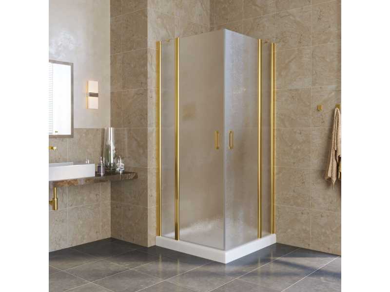 Купить Душевой уголок Vegas Glass EFA Lux, 100 x 100 x 199.5 см, профиль золото, стекло шиншилла