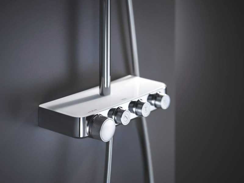 Купить Душевая система с термостатом Grohe Euphoria SmartControl 310 DUO 26507LS0, цвет верхнего душа белая луна