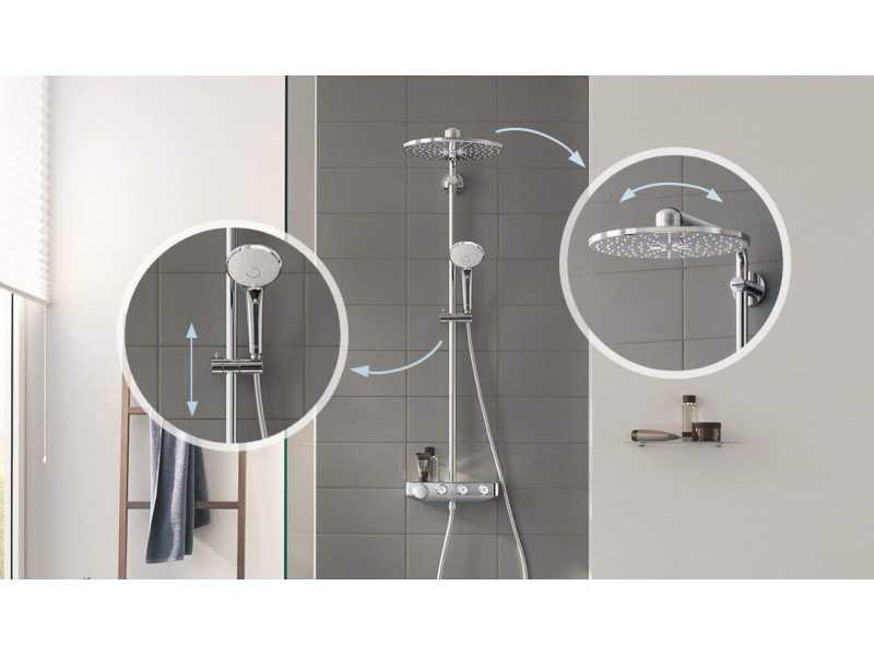Купить Душевая система с термостатом Grohe Euphoria SmartControl 310 DUO 26507LS0, цвет верхнего душа белая луна