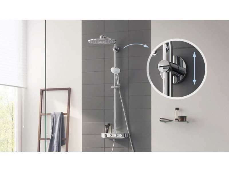 Купить Душевая система с термостатом Grohe Euphoria SmartControl 310 DUO 26507LS0, цвет верхнего душа белая луна