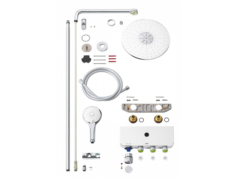 Купить Душевая система с термостатом Grohe Euphoria SmartControl 310 DUO 26507LS0, цвет верхнего душа белая луна