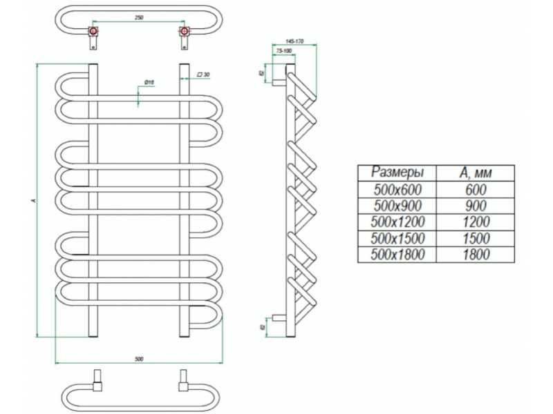 Купить Полотенцесушитель водяной Grota Rivolo 50 x 120 см, ширина 50 см, высота 120 см, крашеный белый