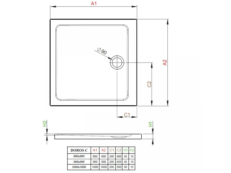 Купить Поддон для душа Radaway Doros C Compact, 90 x 90 см, квадратный, SDRC9090-05-64S