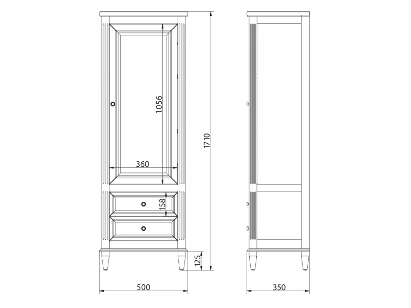 Купить Витрина Migliore Kantri 26727 Bianco Mat Patinato, левая/правая (26727SX/26727DX)