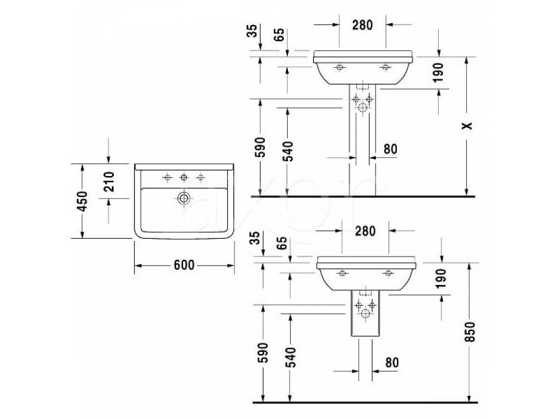 Купить Раковина Duravit Starck 3 030060 60*45 см