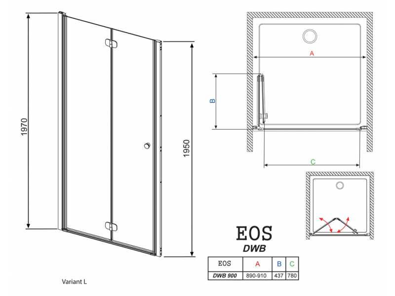 Купить Душевая дверь в нишу Radaway EOS DWB 90 прозрачное стекло L