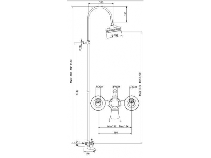 Купить Душевая система Bandini Antica 663920PN06, никель