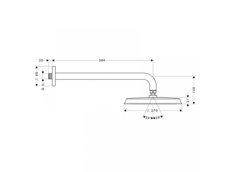 Купить Верхний душ Hansgrohe Raindance Classic 1jet 27424090, хром/золото