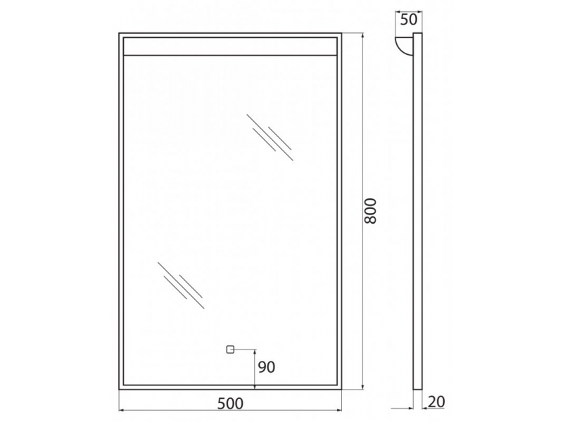 Купить Зеркало BelBagno SPC-UNO 50 см, с подсветкой, белый, SPC-UNO-500-800-TCH
