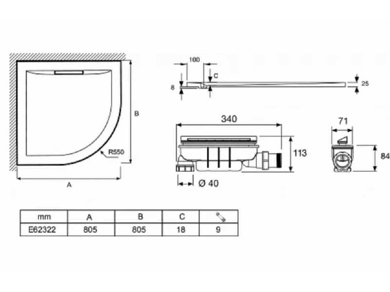 Купить Поддон Jacob Delafon Flight Pure E62322-F-00, 80 x 80 см, с антискользящим покрытием, с сифоном, белый