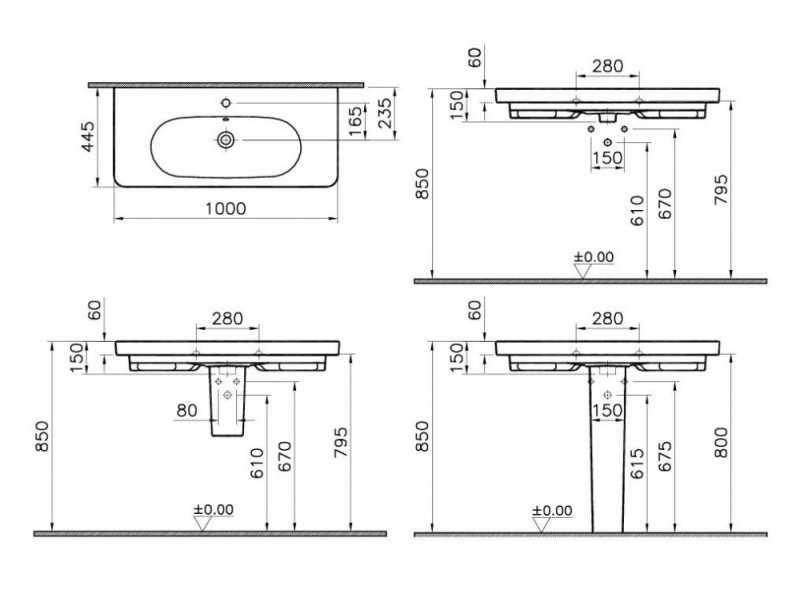 Купить Раковина Vitra Nest 5683B003-0001 100 см, подвесная