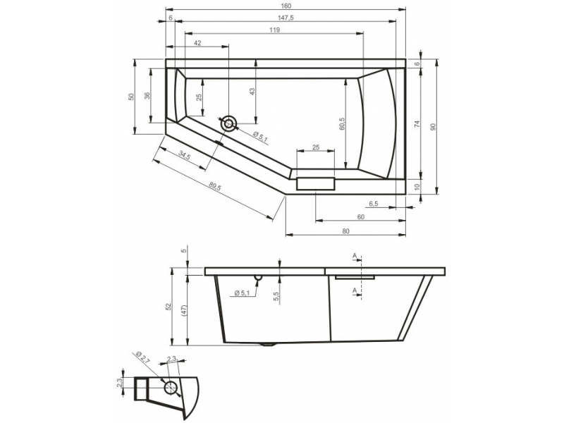 Купить Ванна гидромассажная Riho Geta 160 x 90 см, JOY, левая/правая