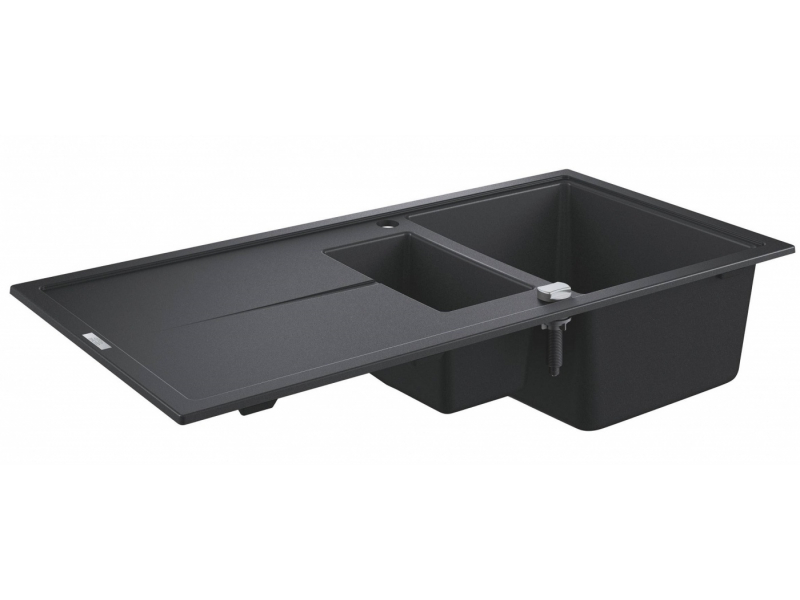 Купить Мойка кухонная из искусственного гранита Grohe K400, 31642AP0, 100 x 50 см, с корзинчатым фильтром и донным клапаном, черный гранит