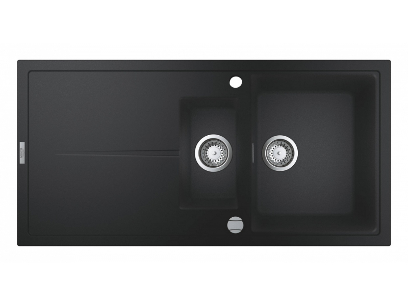 Купить Мойка кухонная из искусственного гранита Grohe K400, 31642AP0, 100 x 50 см, с корзинчатым фильтром и донным клапаном, черный гранит
