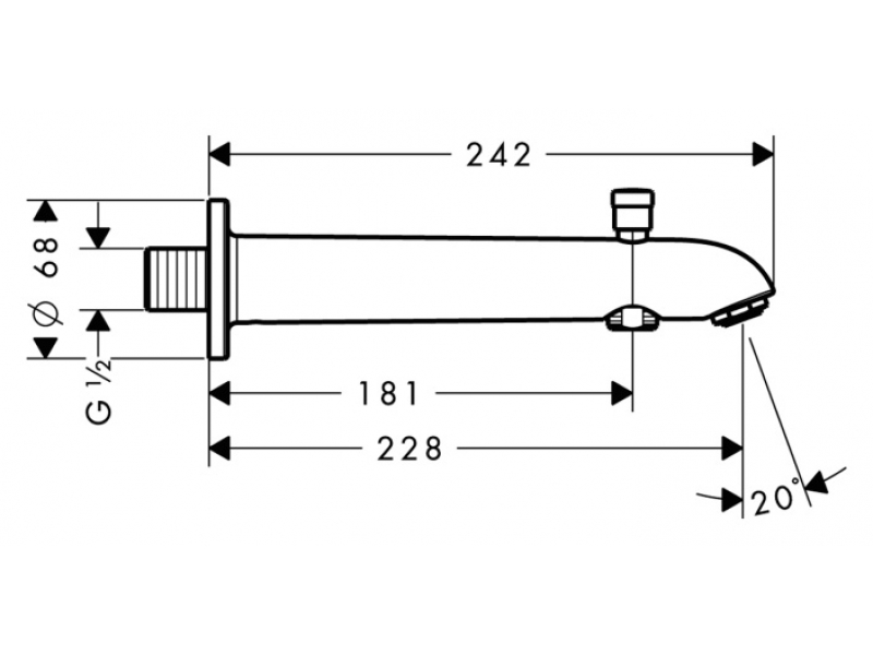 Купить Излив Hansgrohe E 228 13424000 для ванны с душем