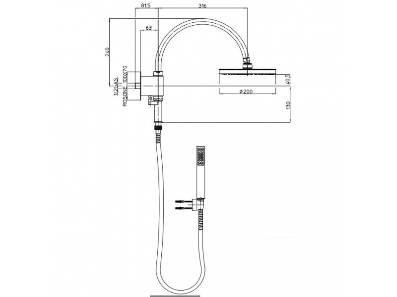 Купить Стойка душевая Bossini OKI-RENOVATION H72405.030, хром