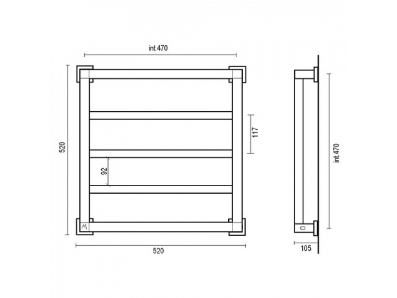 Купить Полотенцесушитель электрический Margaroli Quadri 810/3 Box 81034704CRNB, высота 52 см, ширина 52 см