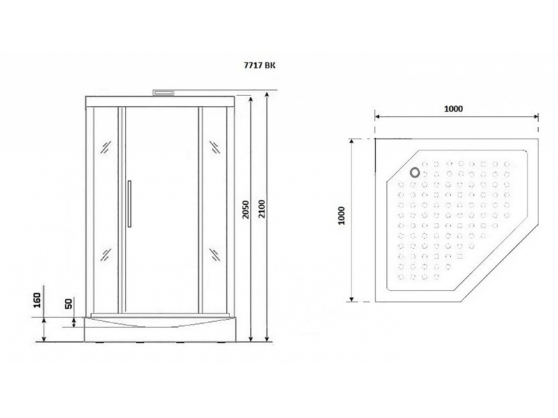 Купить Душевая кабина Niagara Lux NGL-7717WBK без крыши, 100 x 100 см, профиль хром