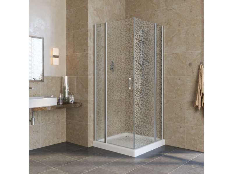 Купить Душевой уголок Vegas Glass EFA Lux, 120 x 120 x 199.5 см, профиль матовый хром, стекло фея