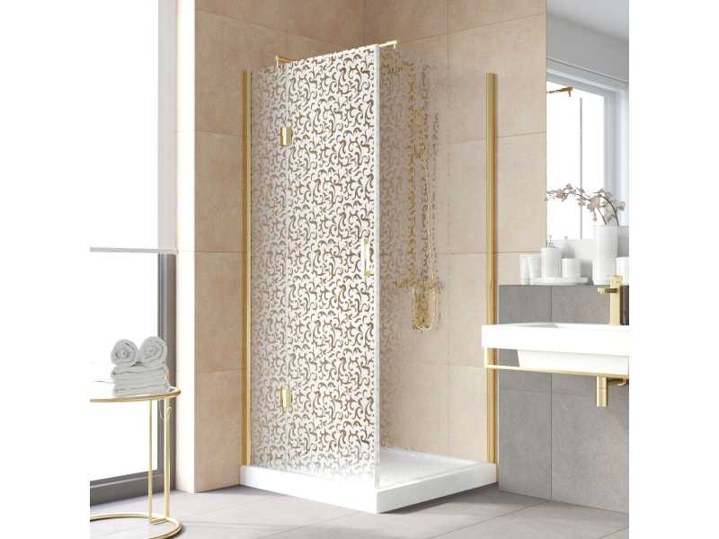 Купить Душевой уголок Vegas Glass AFP-Fis Lux, 110 x 100 x 199.5 см, профиль золото, стекло фея, AFP-Fis Lux 110*100 09 R03
